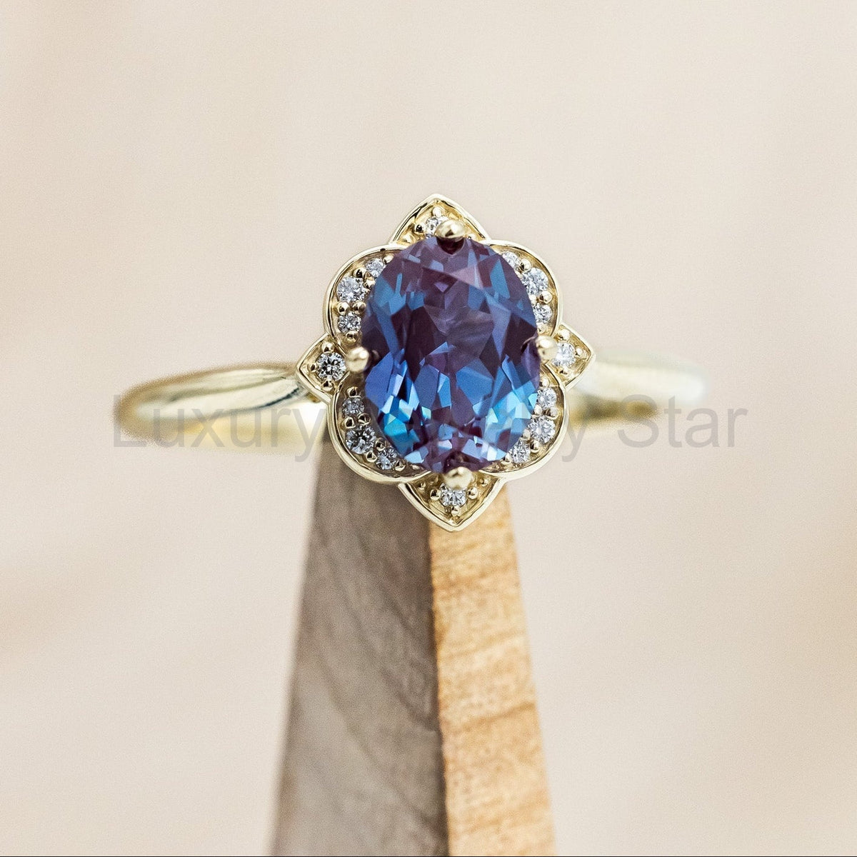 "Jane" - Lab-Grown Alexandrite Engagement Ring With Diamond Accents - image 11