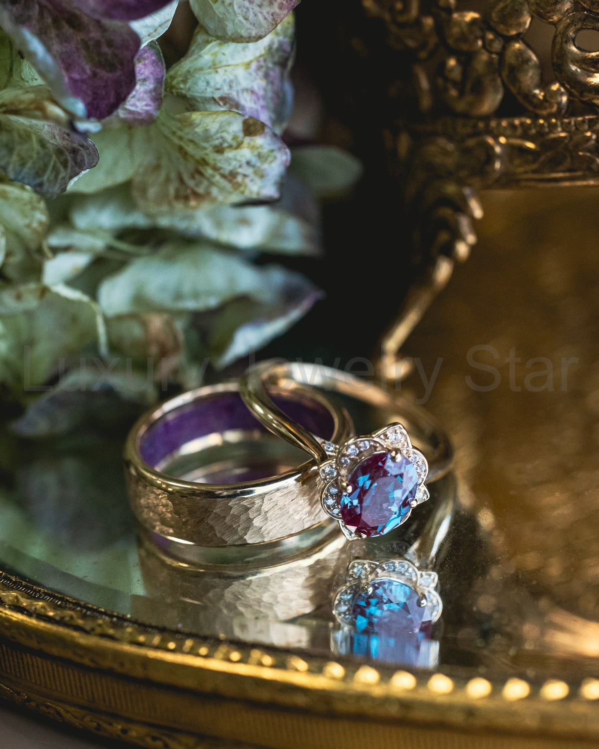 "Jane" - Lab-Grown Alexandrite Engagement Ring With Diamond Accents - image 16