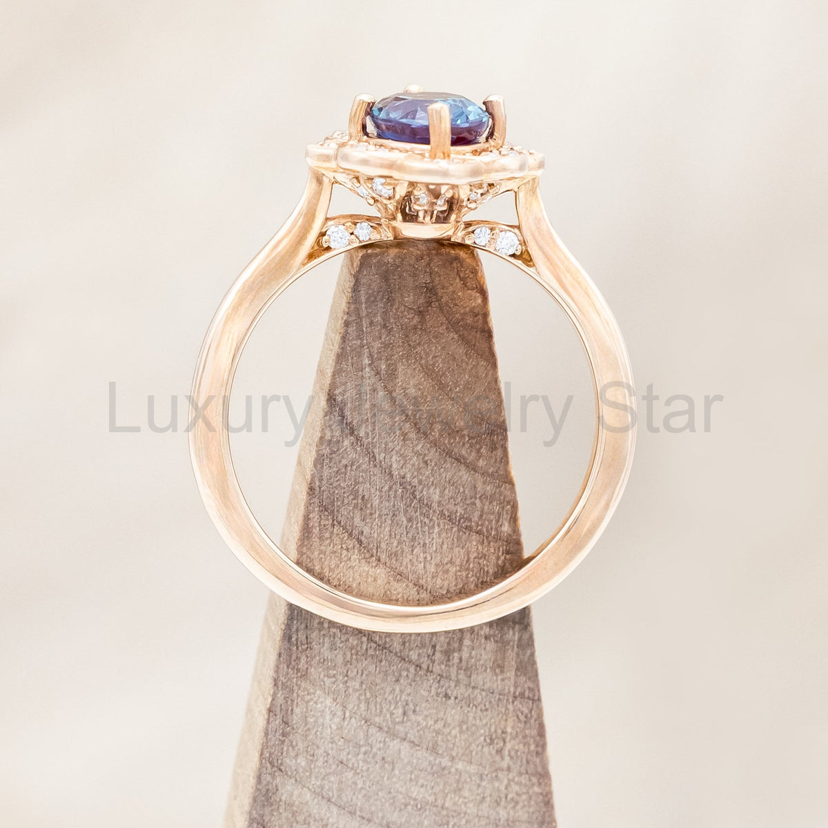 "Jane" - Lab-Grown Alexandrite Engagement Ring With Diamond Accents - image 8
