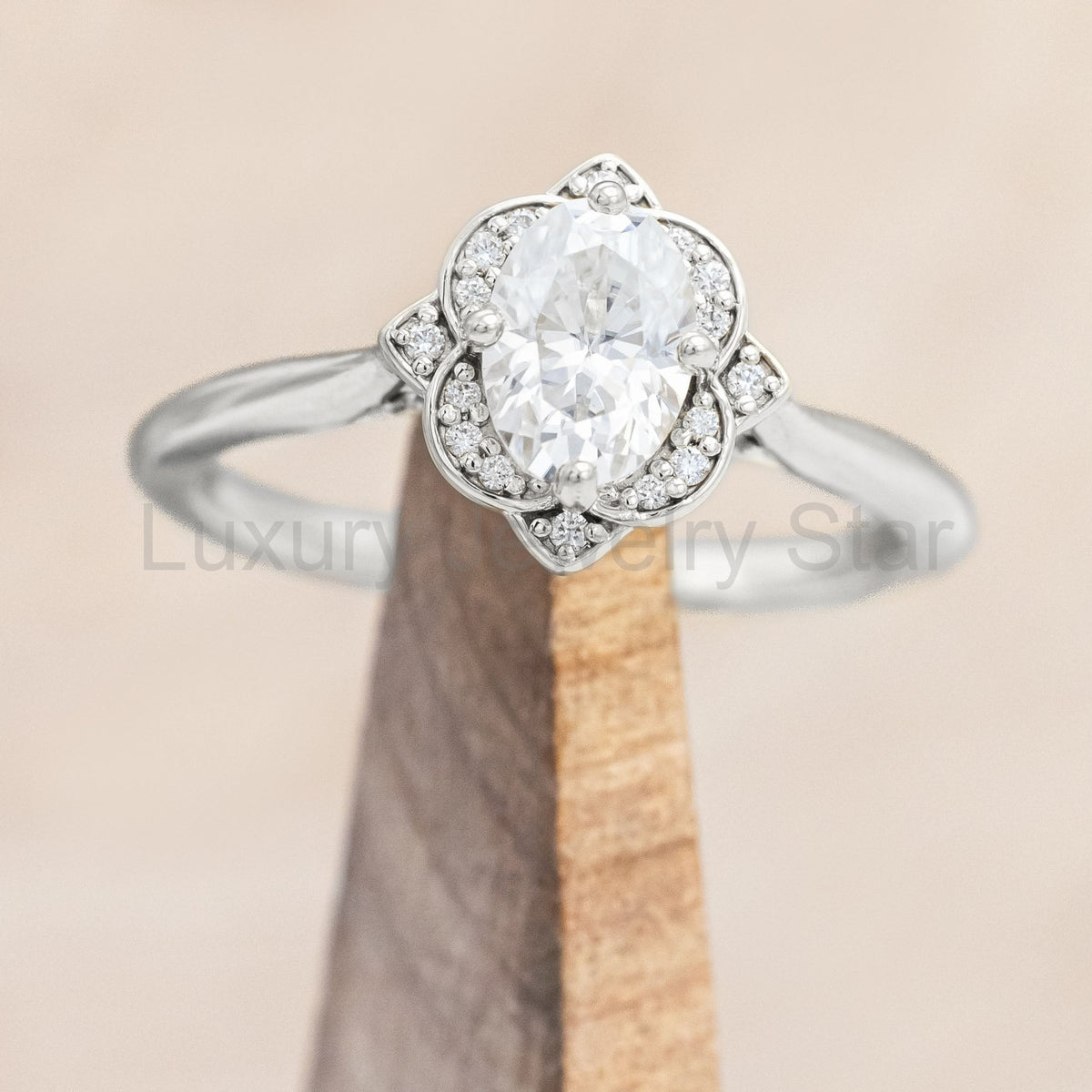 "Jane" - Moissanite Engagement Ring With Diamond Accents & Tracer - image 12