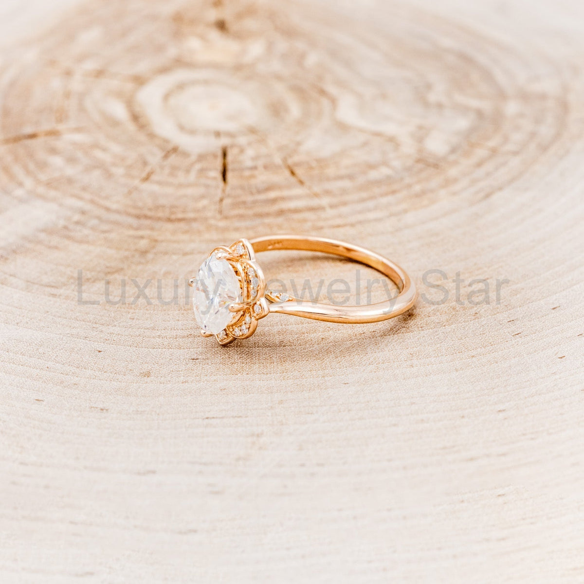 "Jane" - Moissanite Engagement Ring With Diamond Accents & Tracer - image 16