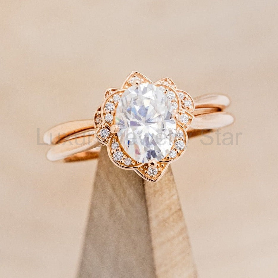 "Jane" - Moissanite Engagement Ring With Diamond Accents & Tracer - image 3