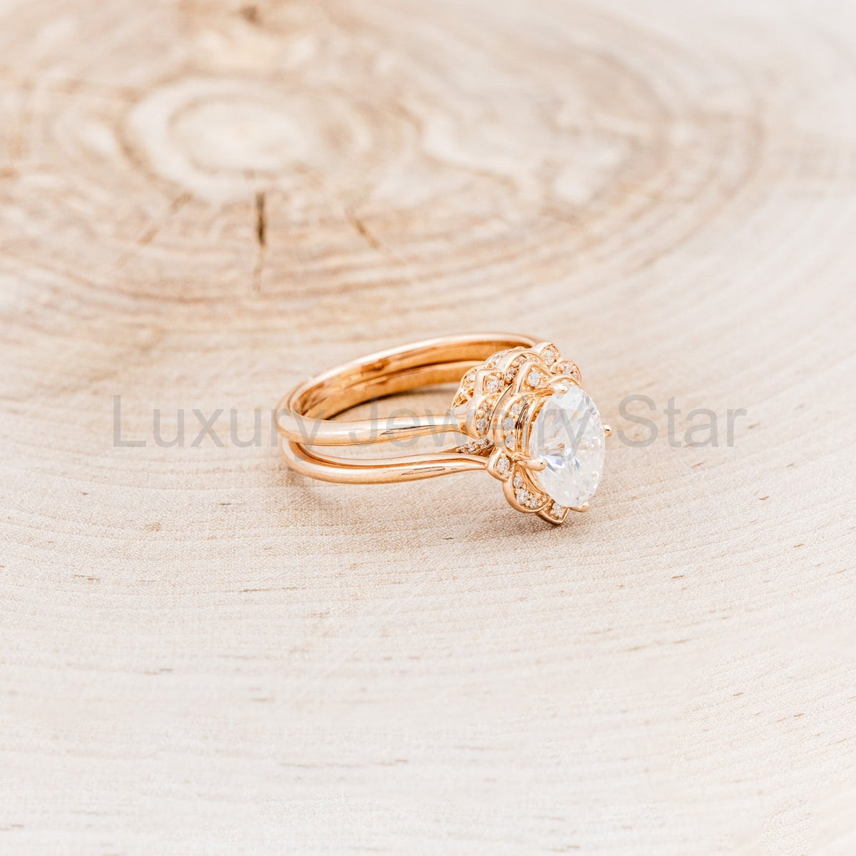 "Jane" - Moissanite Engagement Ring With Diamond Accents & Tracer - image 7