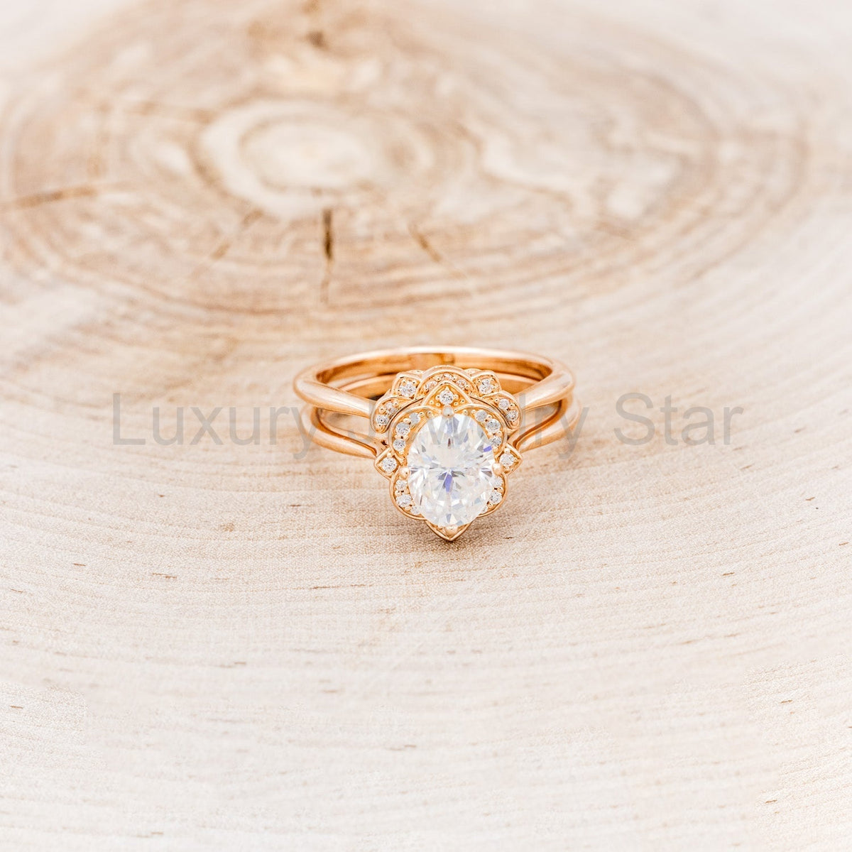 "Jane" - Moissanite Engagement Ring With Diamond Accents & Tracer - image 9