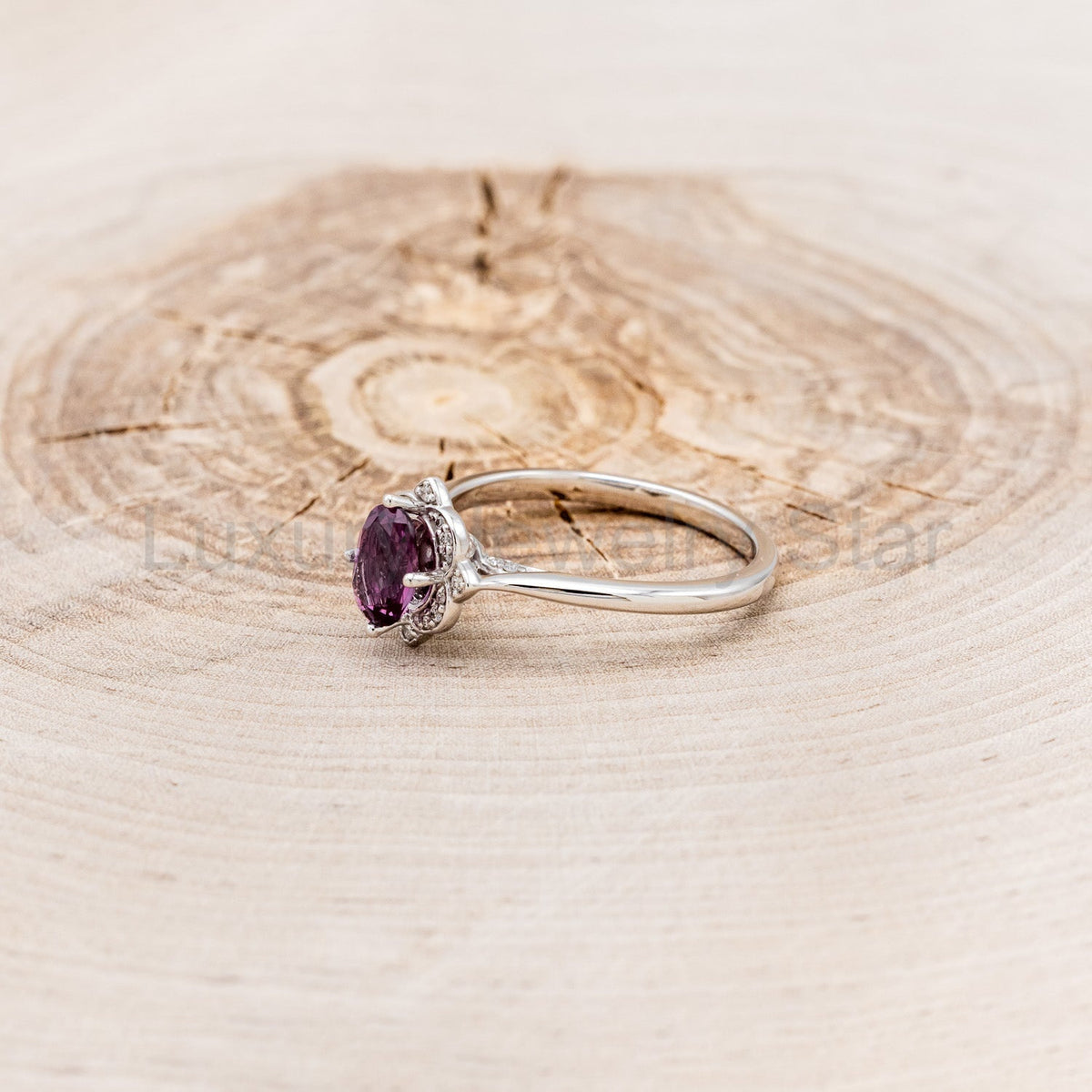 "Jane" - Rhodolite Garnet Engagement Ring With Diamond Accents - image 11