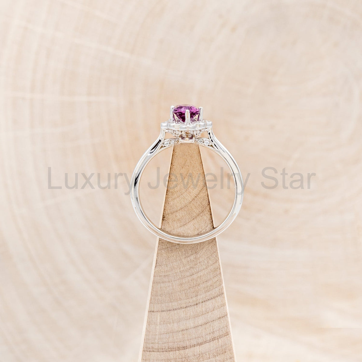 "Jane" - Rhodolite Garnet Engagement Ring With Diamond Accents - image 14