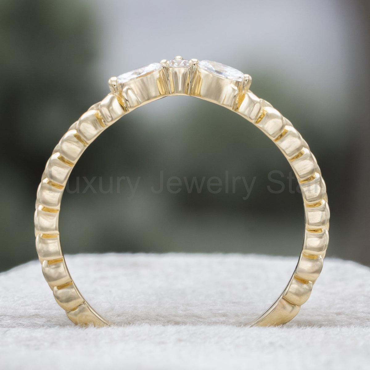 "Laurel" - Bridal Suite - Oval Cut Montana Sapphire Wedding Ring Set With Lab-Grown - image 16