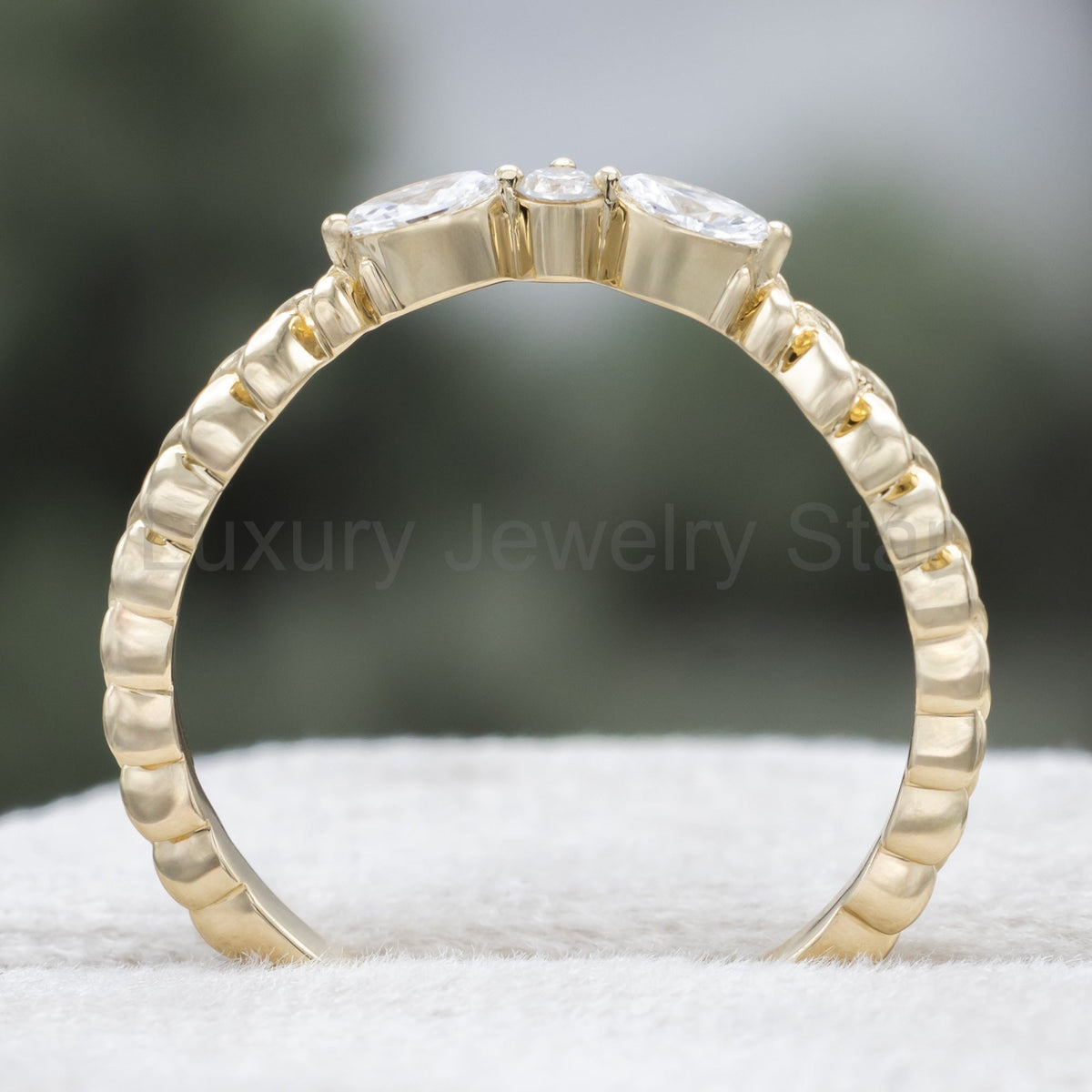 "Laurel" - Bridal Suite - Oval Cut Montana Sapphire Wedding Ring Set With Lab-Grown - image 20