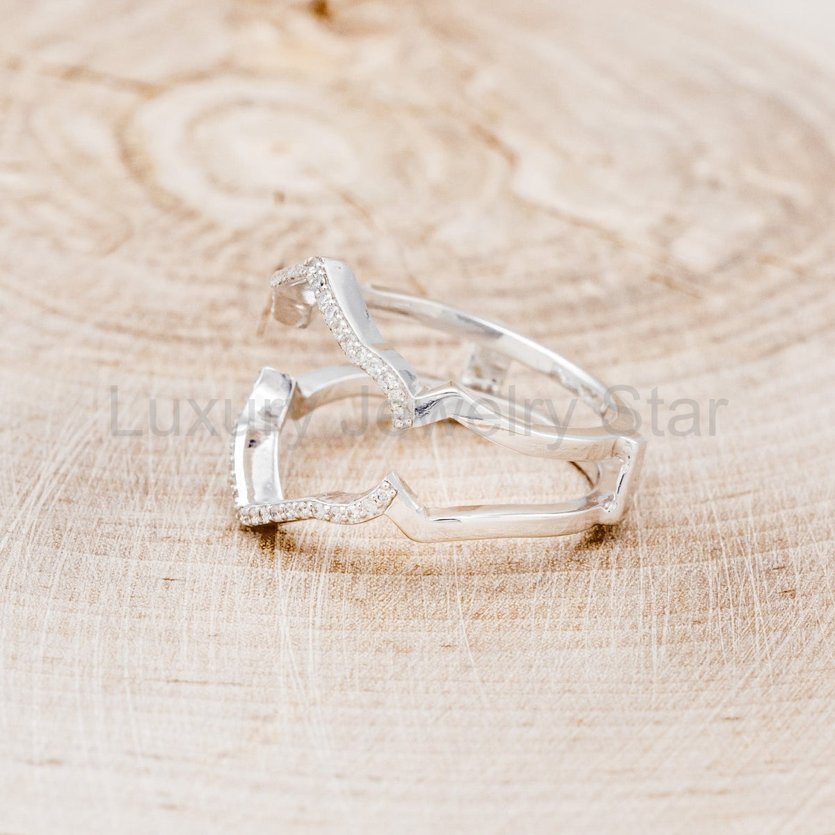 "Lucy In The Sky" - Round Cut Moissanite Engagement Ring With Diamonds, Turquoise Inlays - image 18