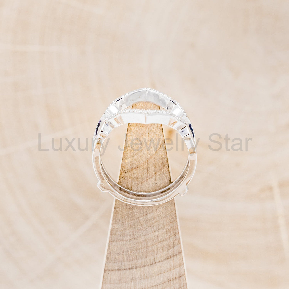 "Lucy In The Sky" - Round Cut Moissanite Engagement Ring With Diamonds, Turquoise Inlays - image 20