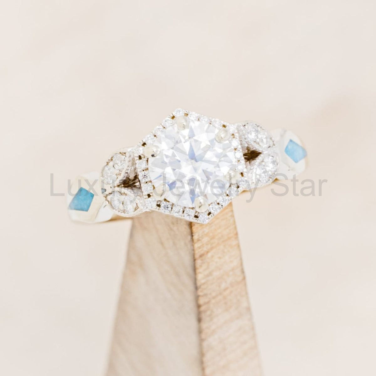 "Lucy In The Sky" Petite - Round Cut Moissanite Engagement Ring With Diamond Accents & - image 16
