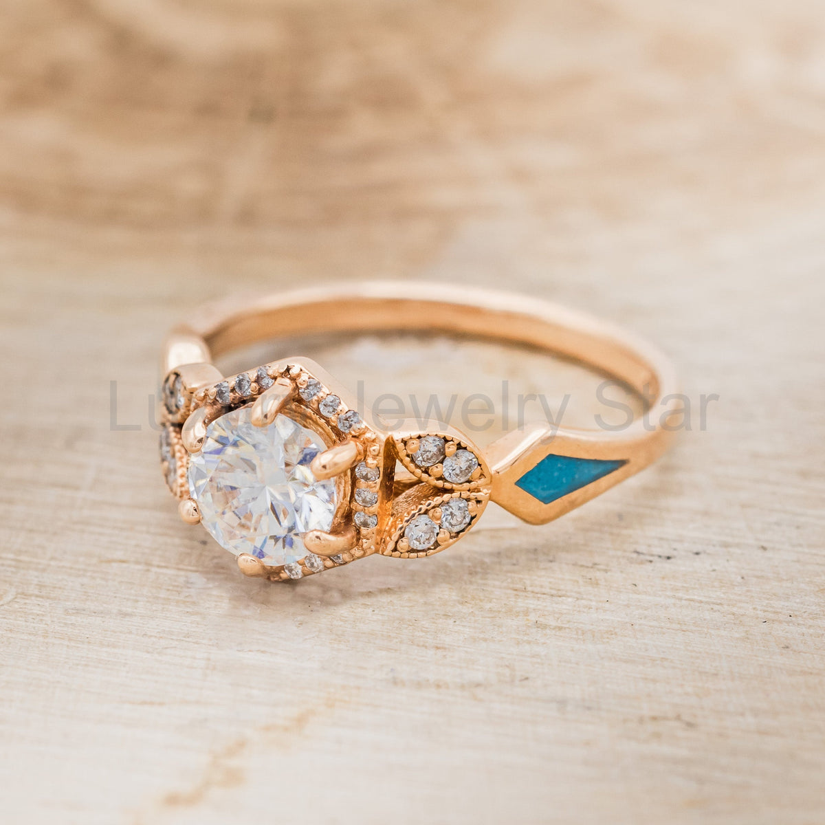 "Lucy In The Sky" Petite - Round Cut Moissanite Engagement Ring With Diamond Accents & - image 3