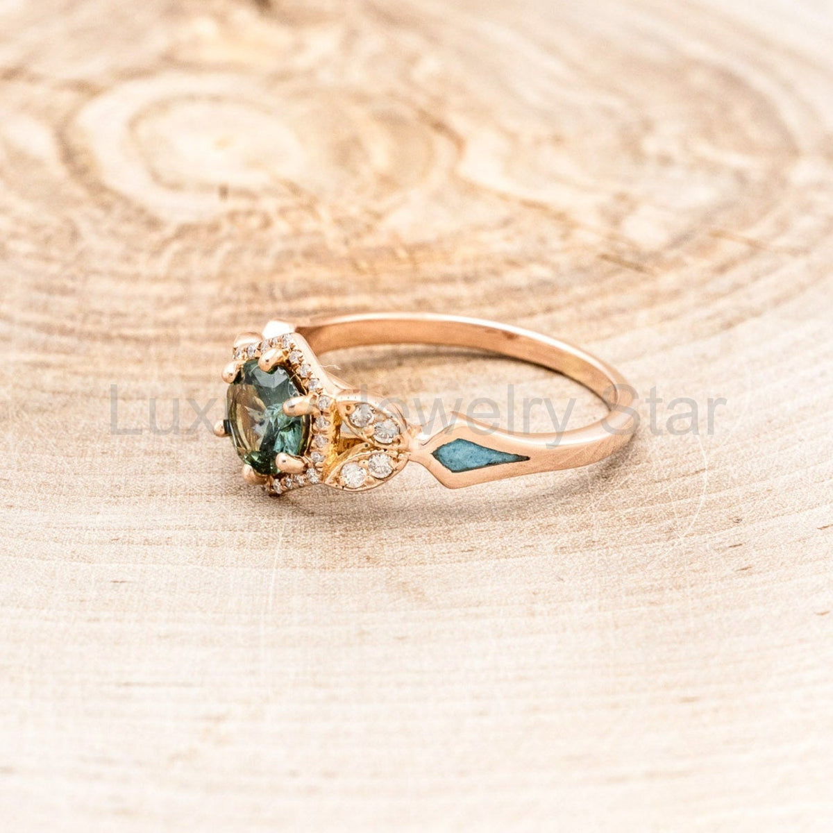 "Lucy In The Sky" Petite - Round Cut Montana Sapphire Engagement Ring With Diamond - image 13