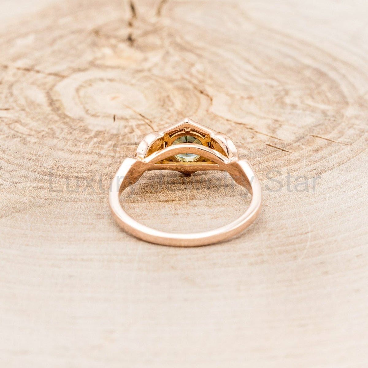 "Lucy In The Sky" Petite - Round Cut Montana Sapphire Engagement Ring With Diamond - image 15