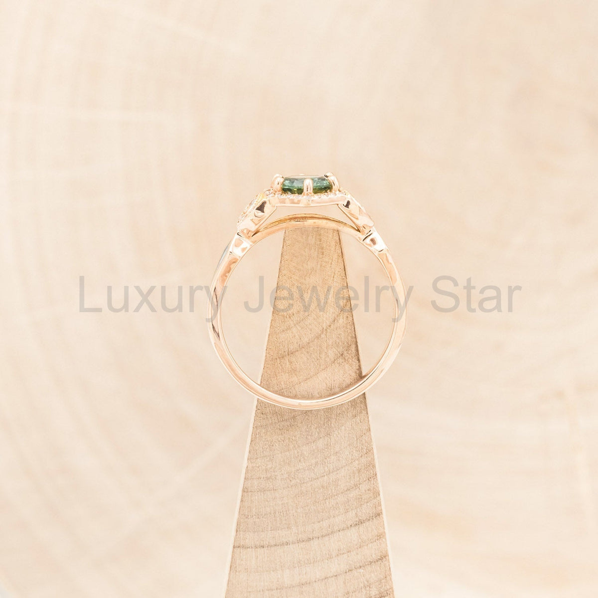 "Lucy In The Sky" Petite - Round Cut Montana Sapphire Engagement Ring With Diamond - image 16