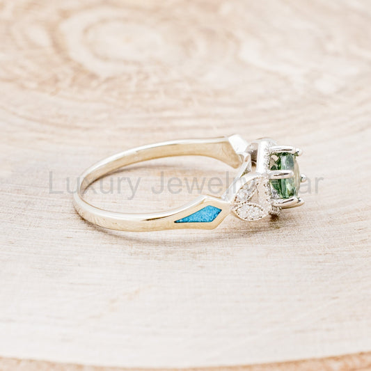"Lucy In The Sky" Petite - Round Cut Montana Sapphire Engagement Ring With Diamond Accents - image 2