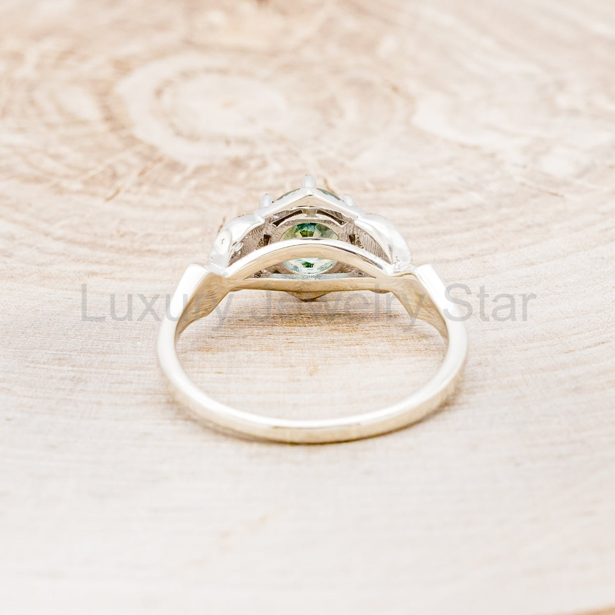 "Lucy In The Sky" Petite - Round Cut Montana Sapphire Engagement Ring With Diamond Accents - image 5