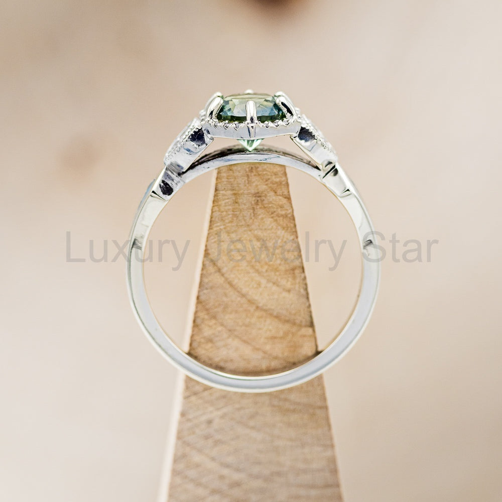 "Lucy In The Sky" Petite - Round Cut Montana Sapphire Engagement Ring With Diamond Accents - image 6