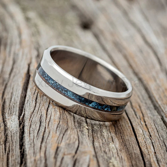 "Nirvana" - Centered Patina Copper Wedding Band - Titanium (8mm) - Size 8 - image 2