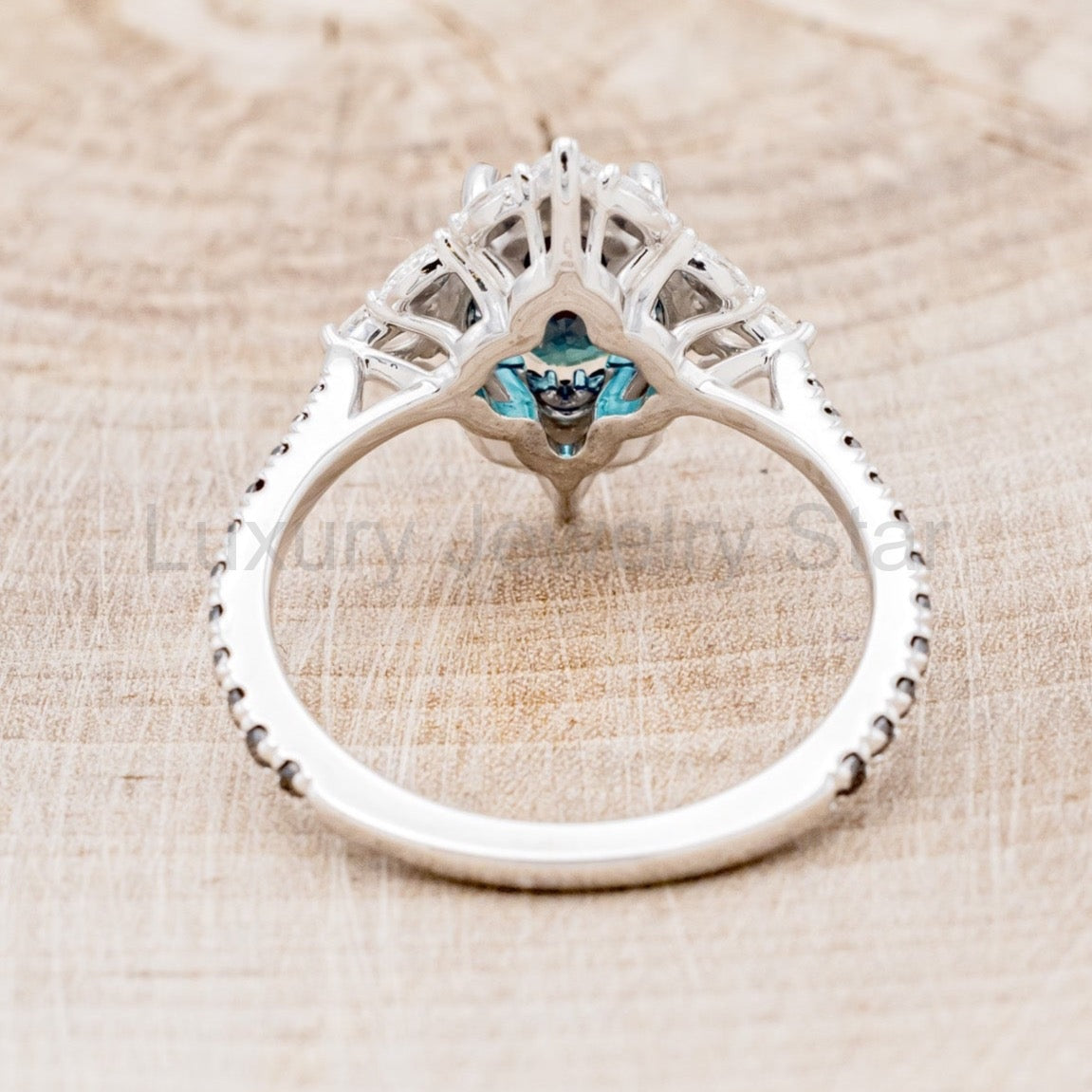 "North Star" - Lab-Grown Alexandrite Engagement Ring With Diamond Halo & Tracer - image 11