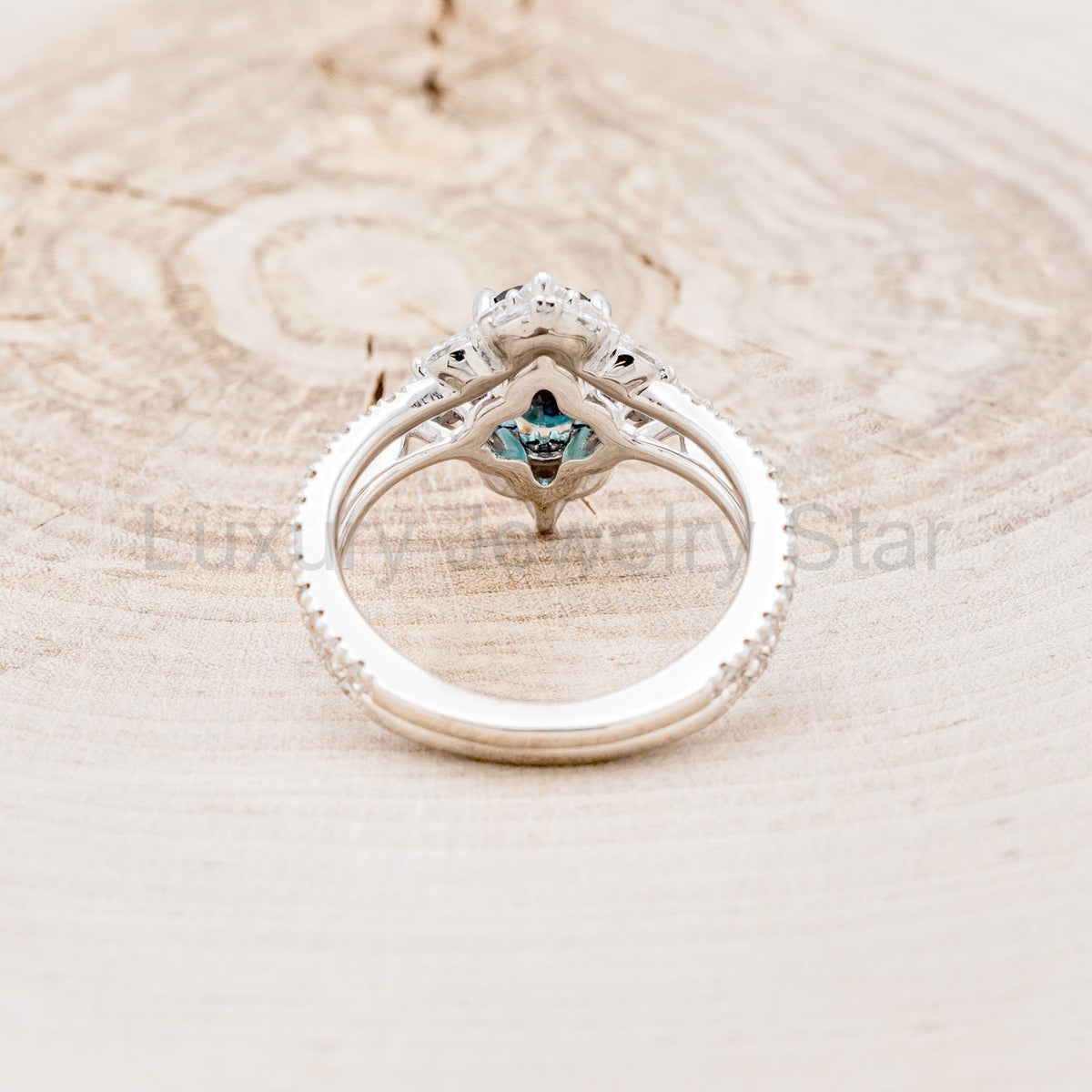 "North Star" - Lab-Grown Alexandrite Engagement Ring With Diamond Halo & Tracer - image 18