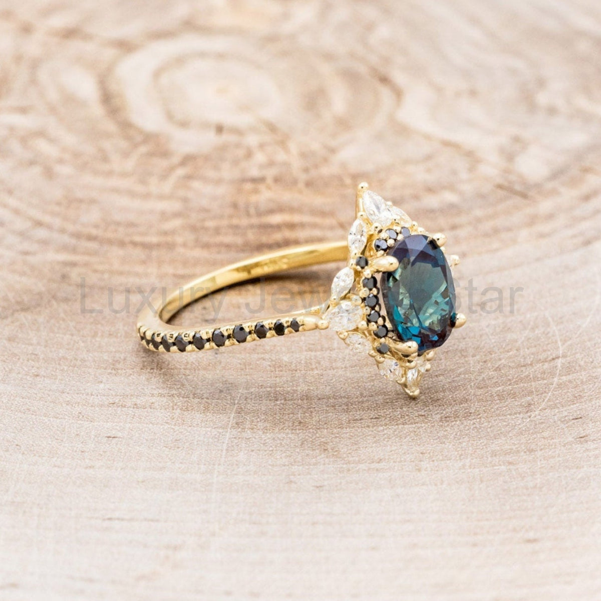"North Star" - Lab-Grown Alexandrite Engagement Ring With Diamond Halo & Tracer - image 22