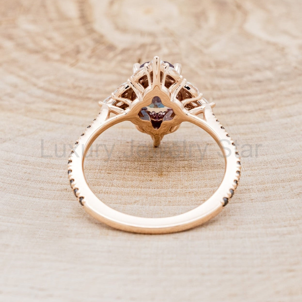 "North Star" - Lab-Grown Alexandrite Engagement Ring With Diamond Halo & Tracer - image 39