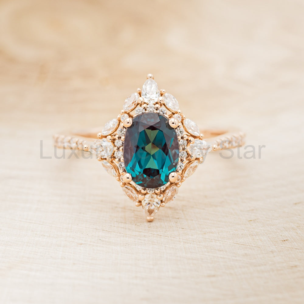 "North Star" - Lab-Grown Alexandrite Engagement Ring With Diamond Halo & Tracer - image 42