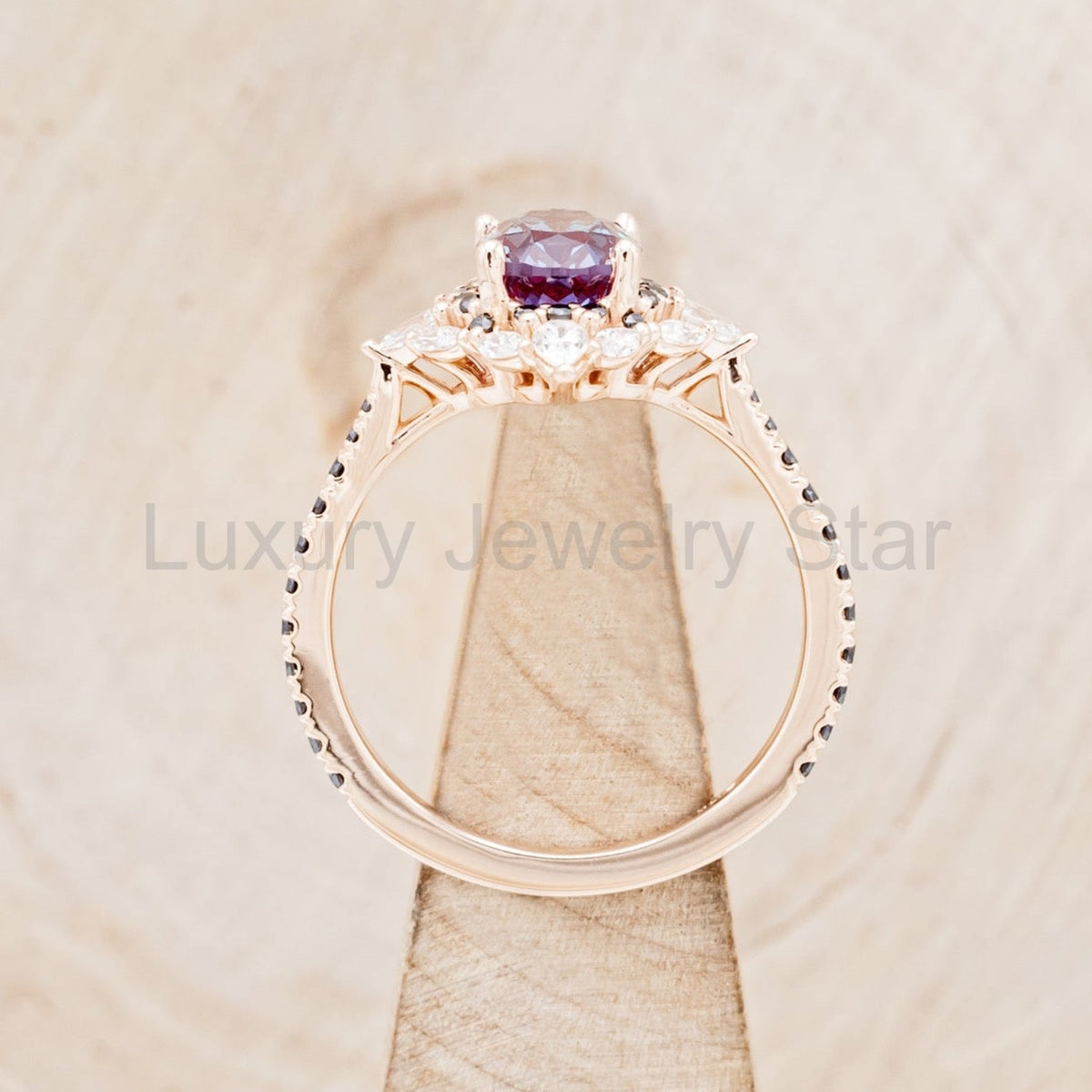 "North Star" - Lab-Grown Alexandrite Engagement Ring With Diamond Halo & Tracer - image 43