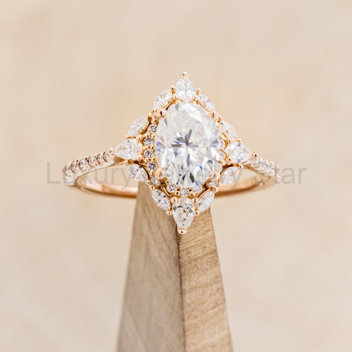 "North Star" - Oval Cut Moissanite Engagement Ring With Diamond Accents & Tracer - image 13