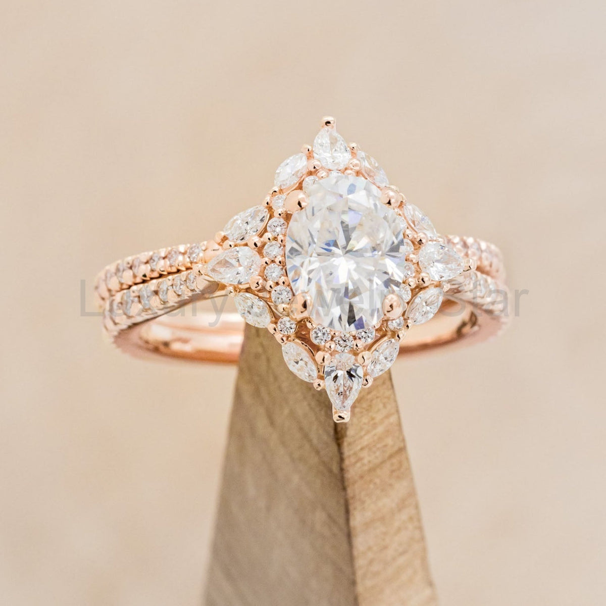 "North Star" - Oval Cut Moissanite Engagement Ring With Diamond Accents & Tracer - image 15