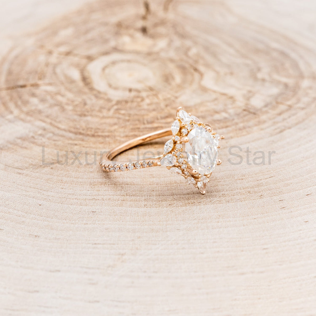 "North Star" - Oval Cut Moissanite Engagement Ring With Diamond Accents & Tracer - image 16