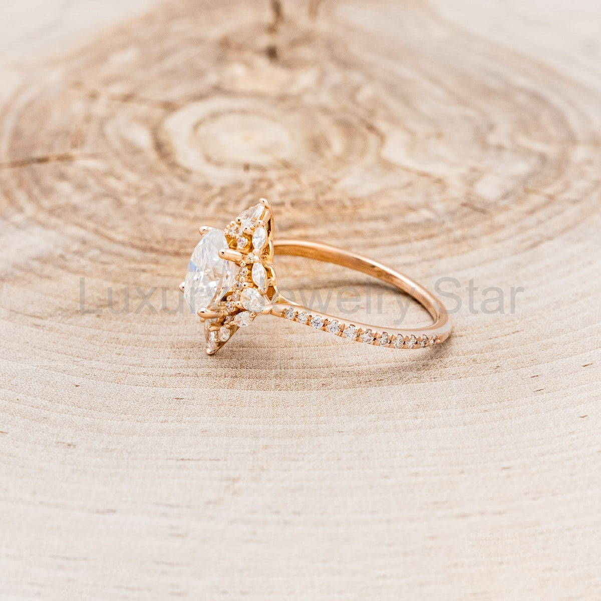 "North Star" - Oval Cut Moissanite Engagement Ring With Diamond Accents & Tracer - image 17
