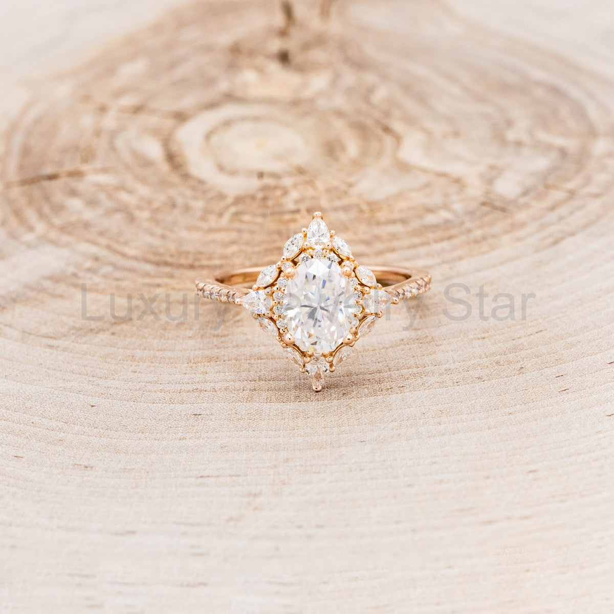 "North Star" - Oval Cut Moissanite Engagement Ring With Diamond Accents & Tracer - image 18