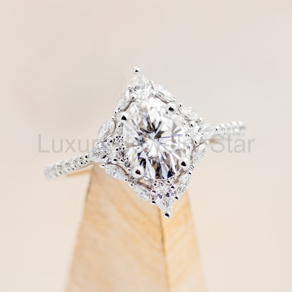 "North Star" - Oval Cut Moissanite Engagement Ring With Diamond Accents & Tracer - image 21