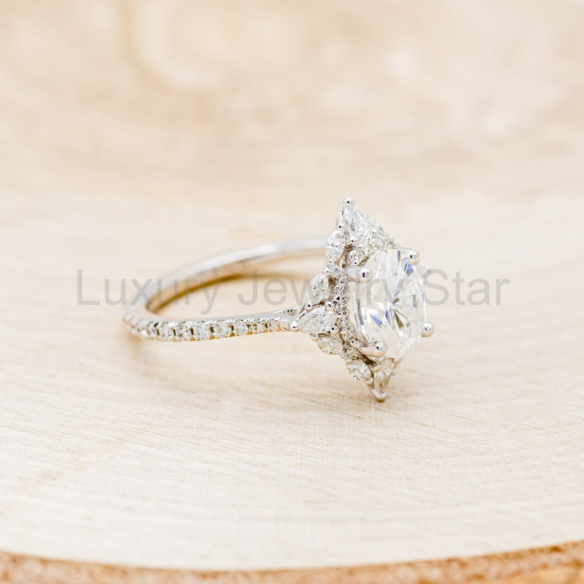 "North Star" - Oval Cut Moissanite Engagement Ring With Diamond Accents & Tracer - image 24