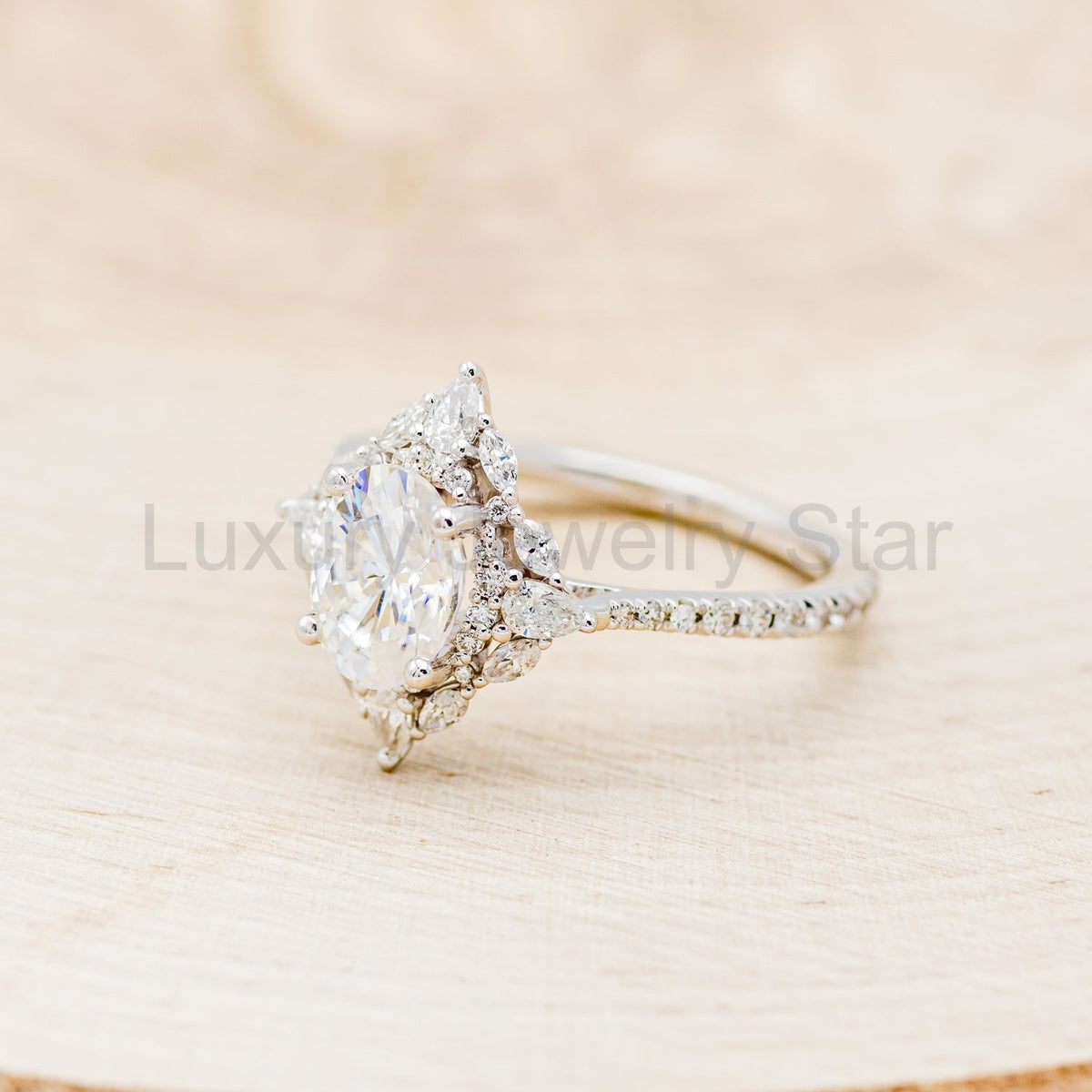 "North Star" - Oval Cut Moissanite Engagement Ring With Diamond Accents & Tracer - image 25