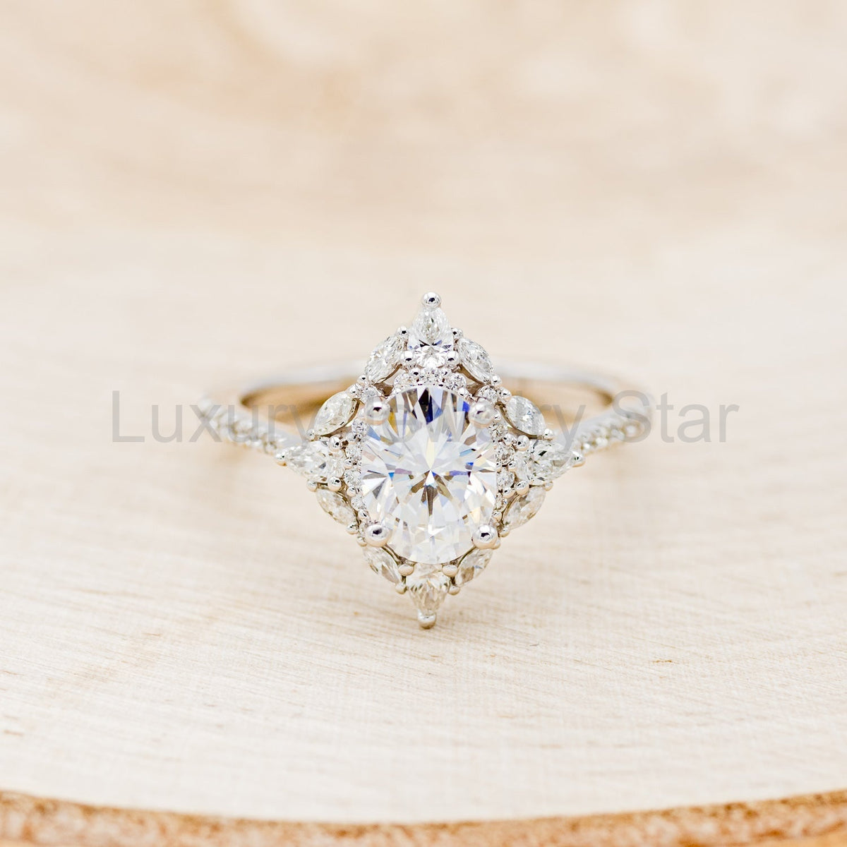 "North Star" - Oval Cut Moissanite Engagement Ring With Diamond Accents & Tracer - image 26