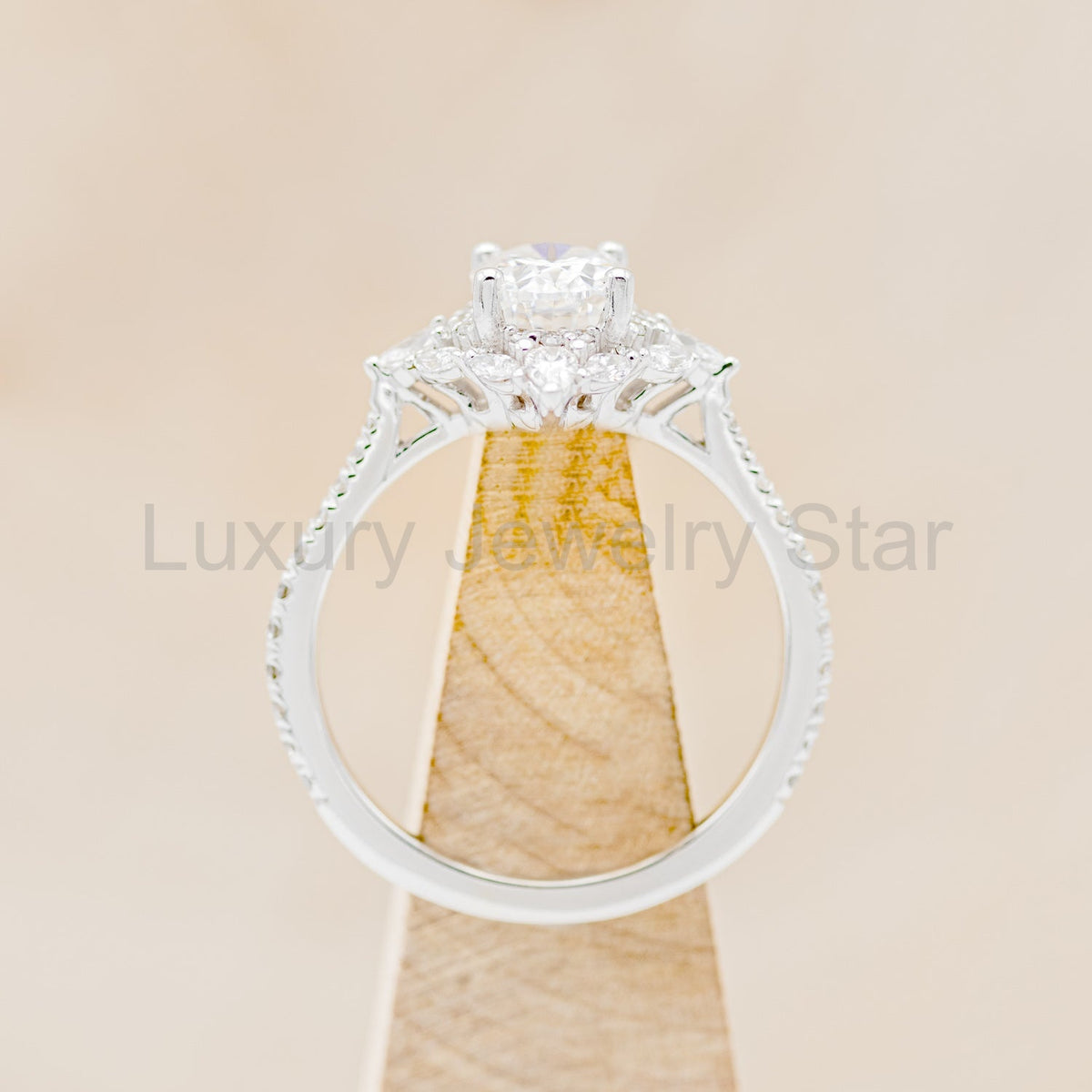 "North Star" - Oval Cut Moissanite Engagement Ring With Diamond Accents & Tracer - image 28