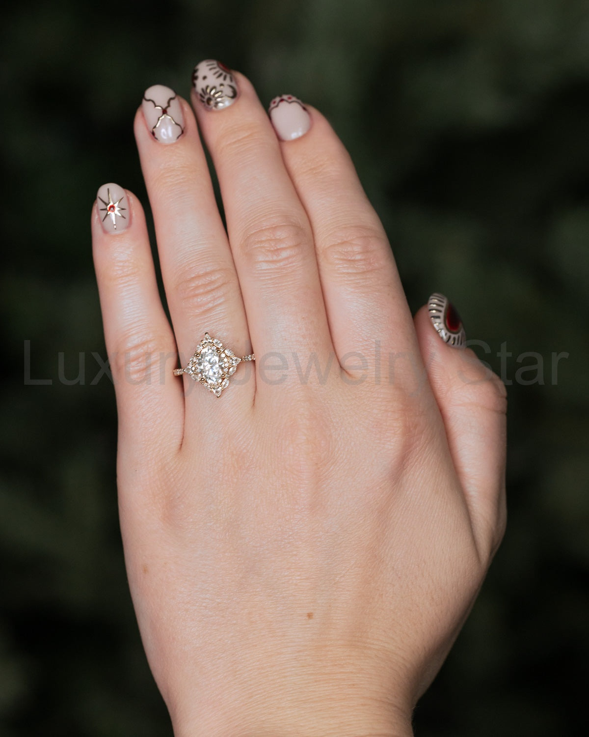 "North Star" - Oval Cut Moissanite Engagement Ring With Diamond Accents & Tracer - image 33
