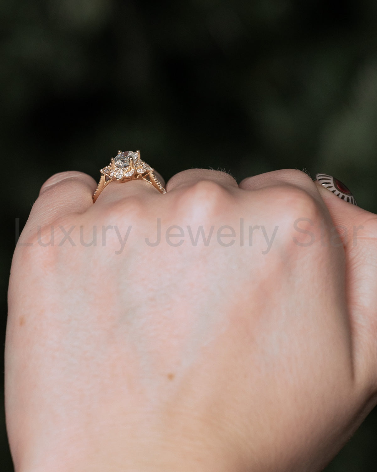 "North Star" - Oval Cut Moissanite Engagement Ring With Diamond Accents & Tracer - image 34
