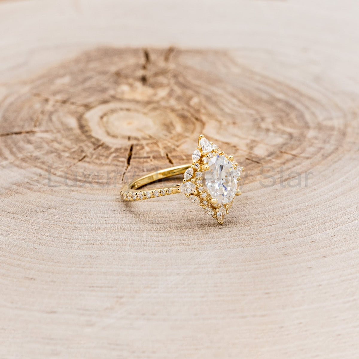 "North Star" - Oval Cut Moissanite Engagement Ring With Diamond Accents & Tracer - image 5