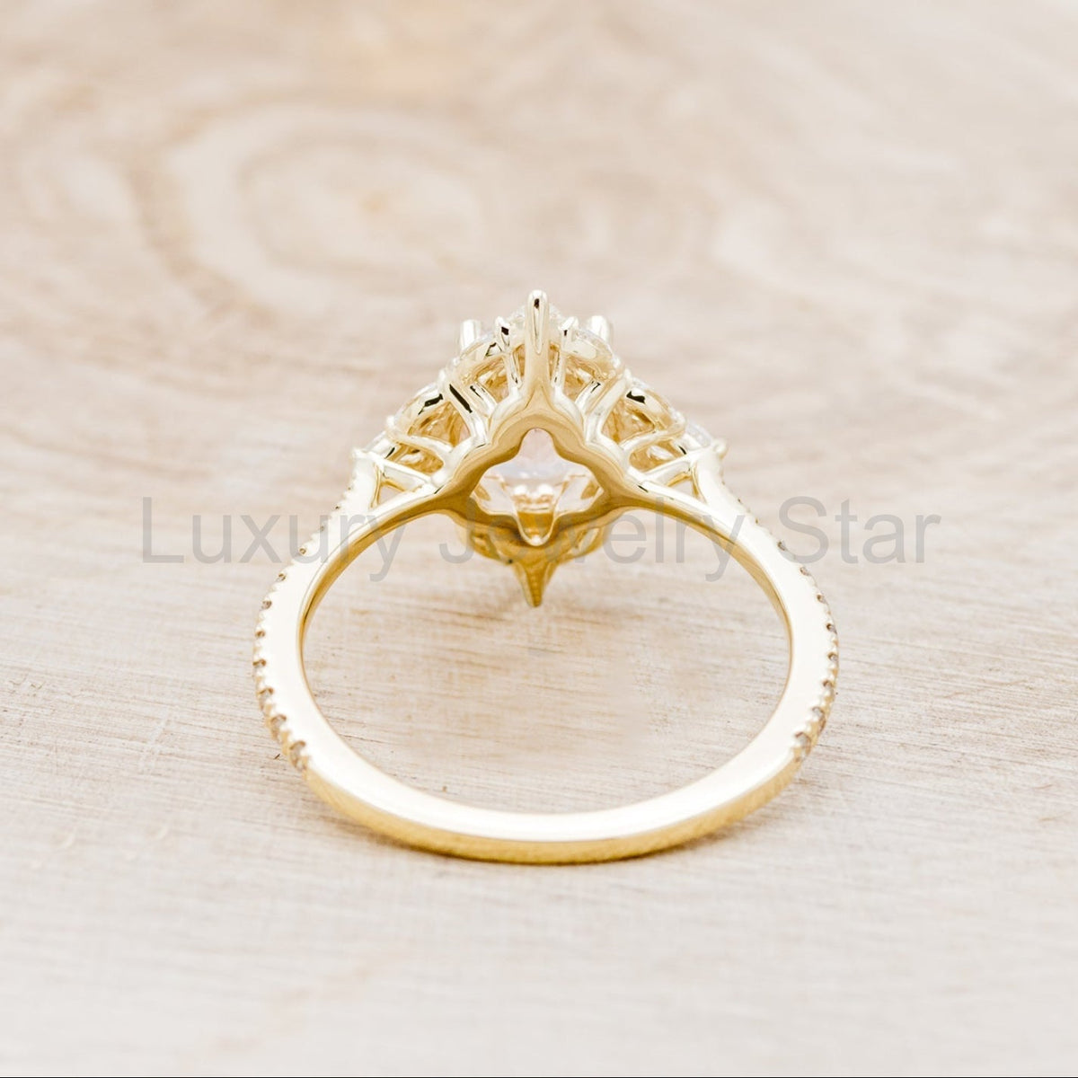 "North Star" - Oval Cut Morganite Engagement Ring With Diamond Halo & Accents - image 20