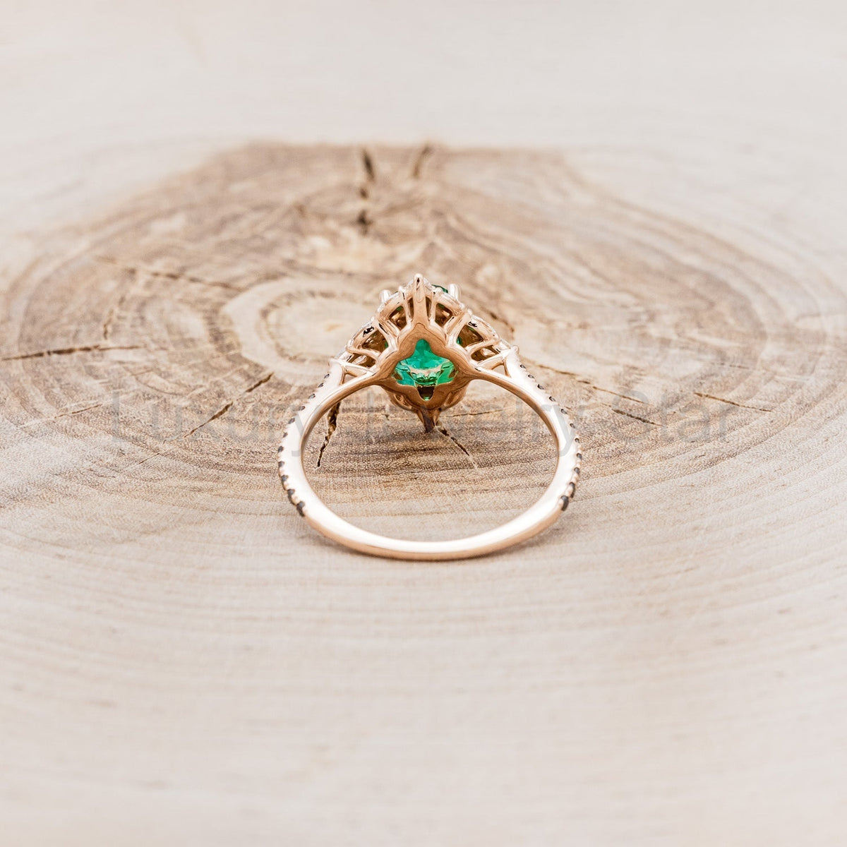 "North Star" - Oval Lab-Grown Emerald Engagement Ring With Diamond Halo & Diamond Accents - image 13