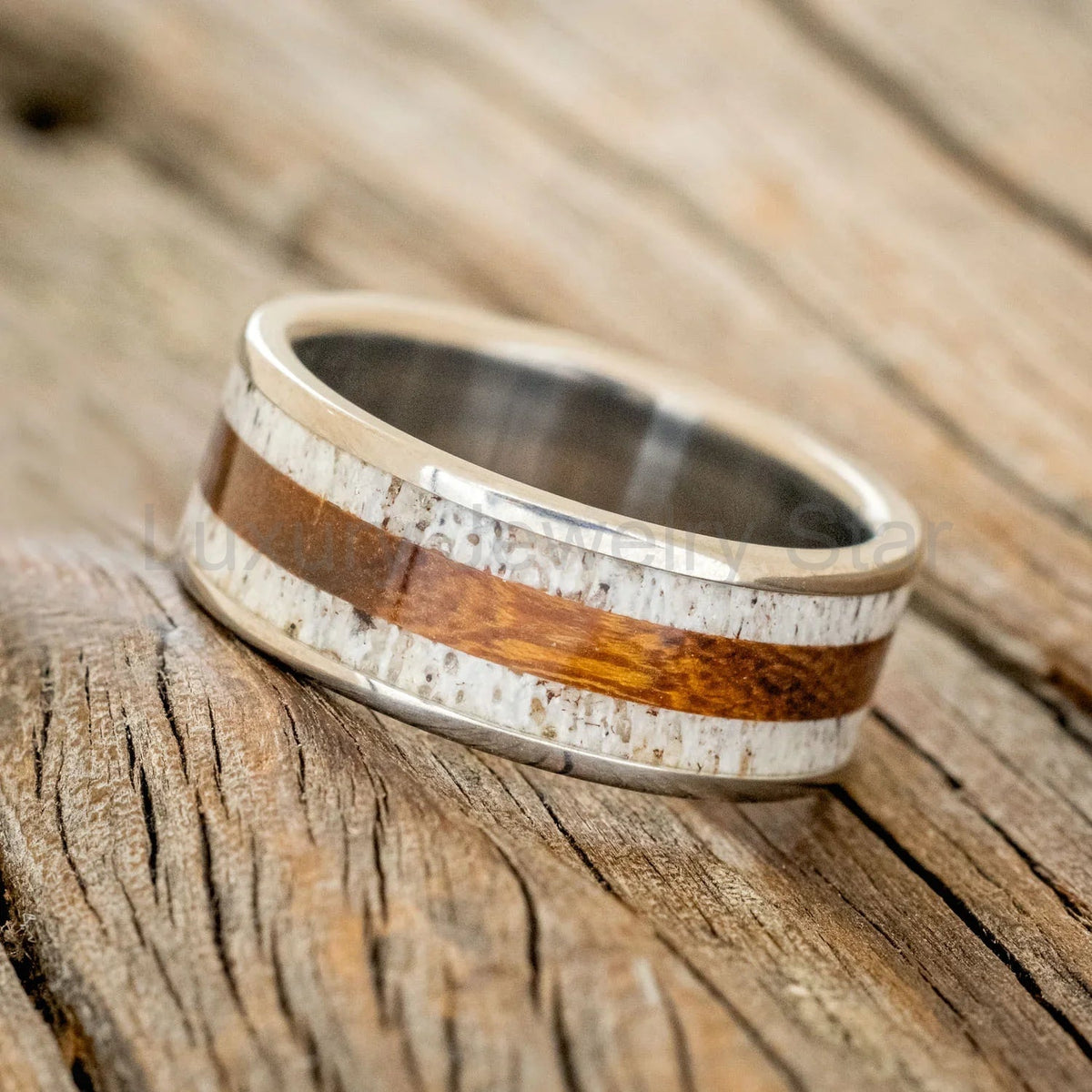 "Rainier" - Antler & Ironwood Wedding Band - Titanium - Size 9 1/4 - image 2