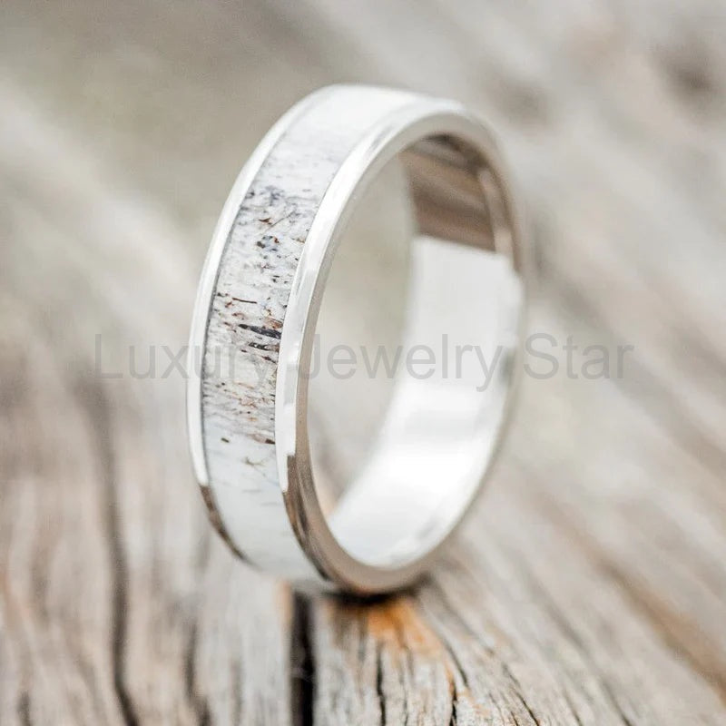 "Rainier" - Antler Wedding Band - Titanium (6mm) - Size 11