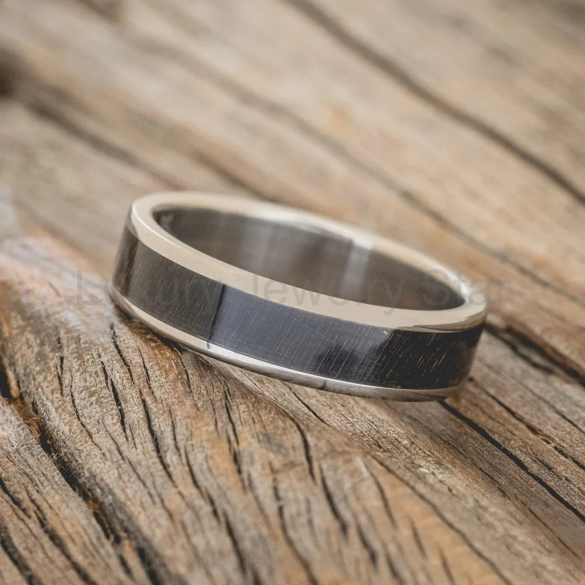 "Rainier" - Dark Maple Wood Wedding Ring - Titanium (6mm) - Size 10 - image 2