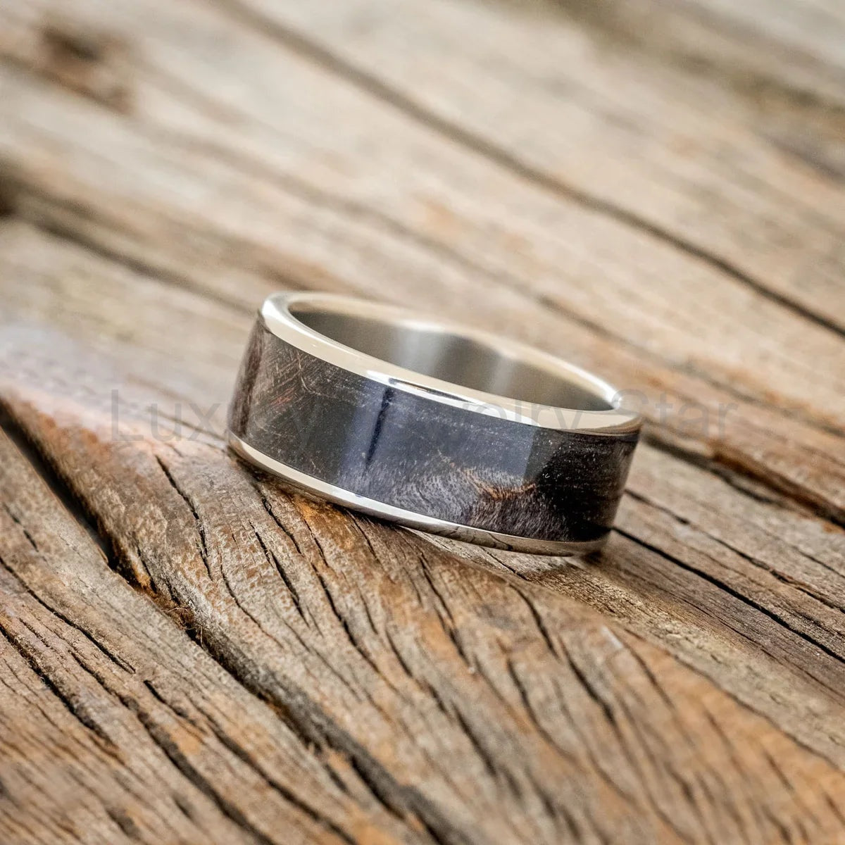 "Rainier" - Dark Maple Wood Wedding Ring - Titanium (8mm) - Size 13 3/4 - image 2