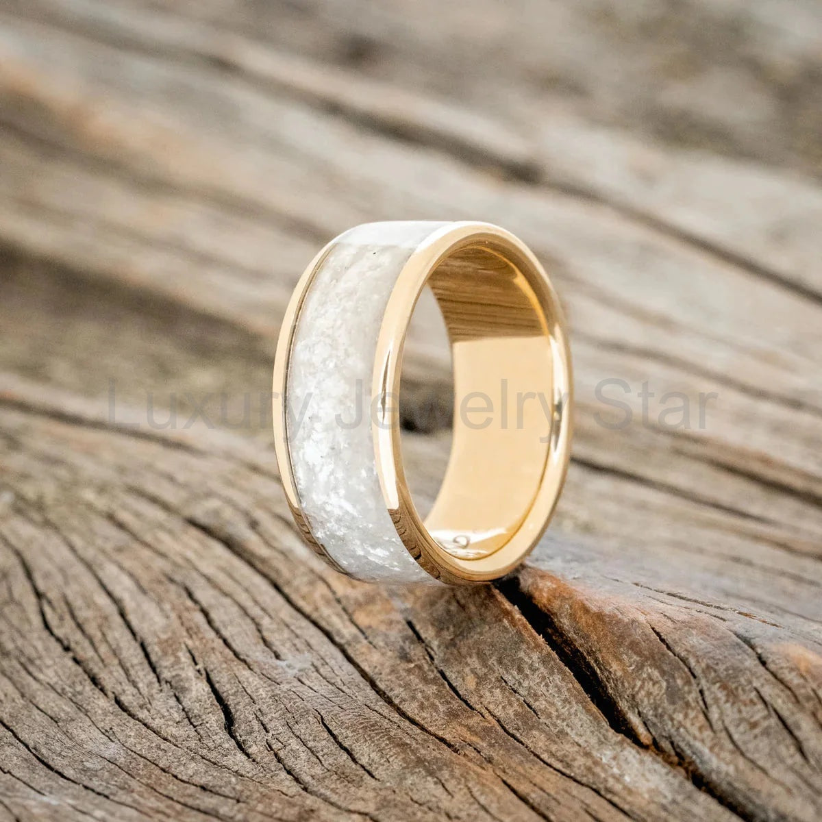 "Rainier" - Diamond Dust Wedding Ring - 14K Yellow Gold (8mm) - Size 8