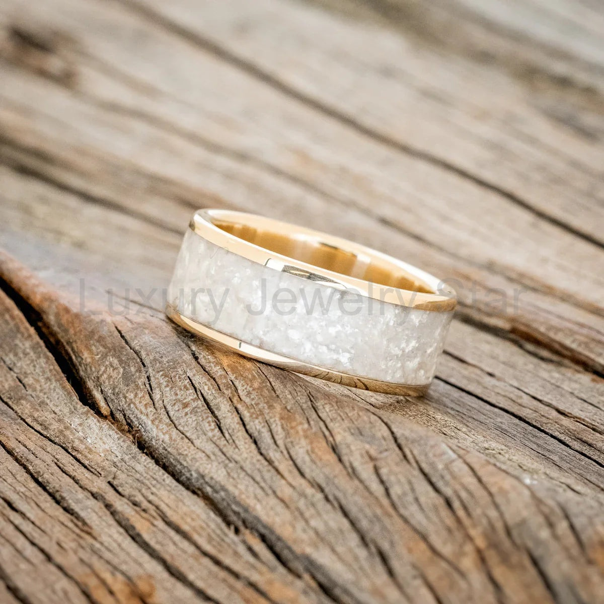 "Rainier" - Diamond Dust Wedding Ring - 14K Yellow Gold (8mm) - Size 8 - image 2